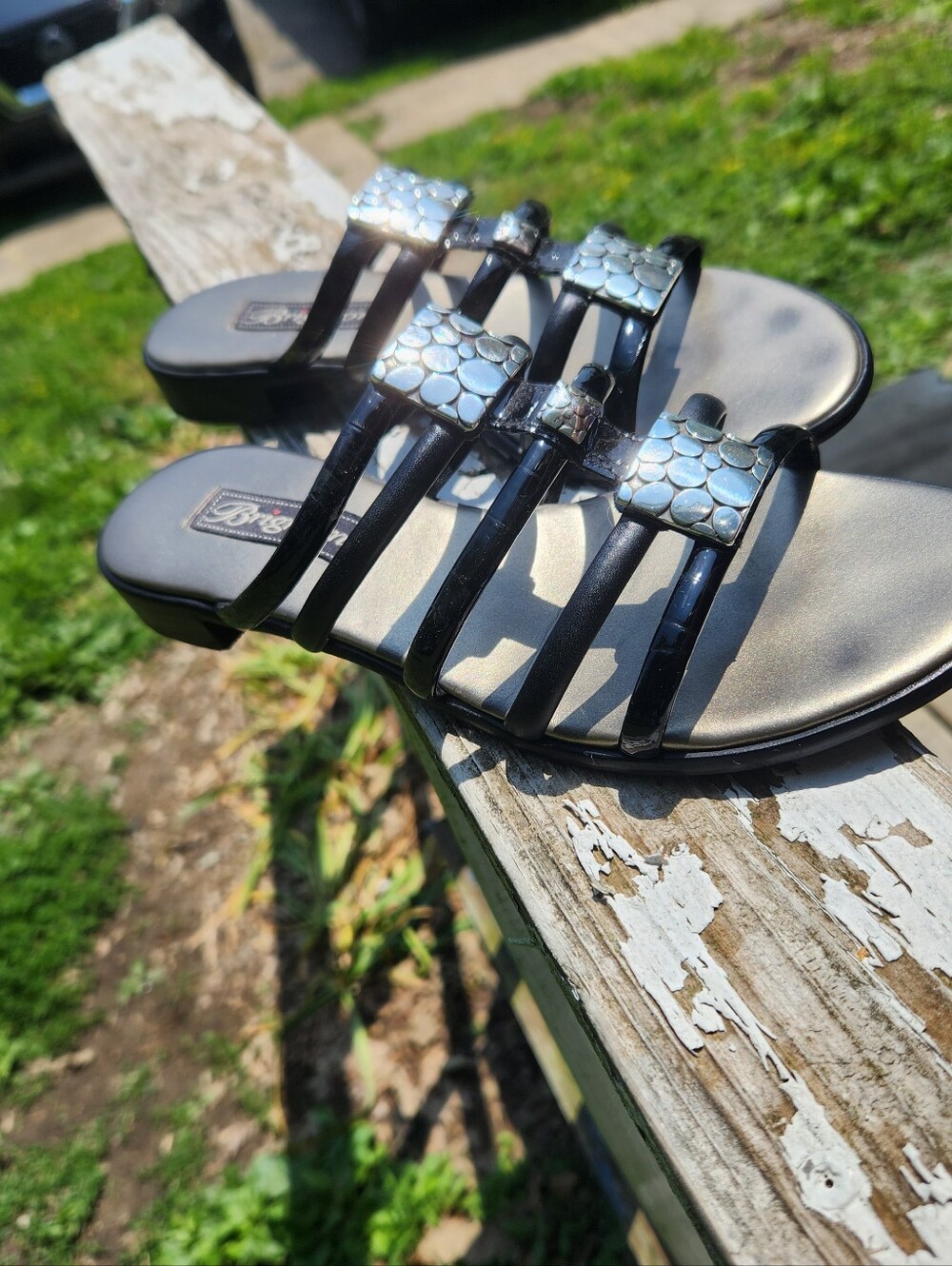 Brighton Strappy Slide Sandals With A Silver-Toned Square Adornment Size 7 EUC - Picture 14 of 16